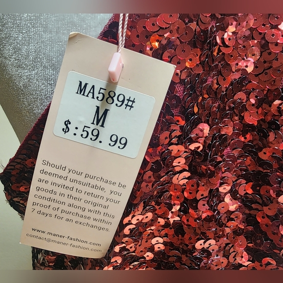 NEW Gorgeous Burgundy Red Sequined Dress Women's Size M - Picture 8 of 9